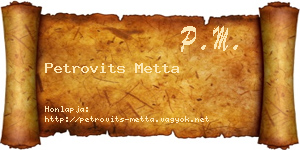 Petrovits Metta névjegykártya